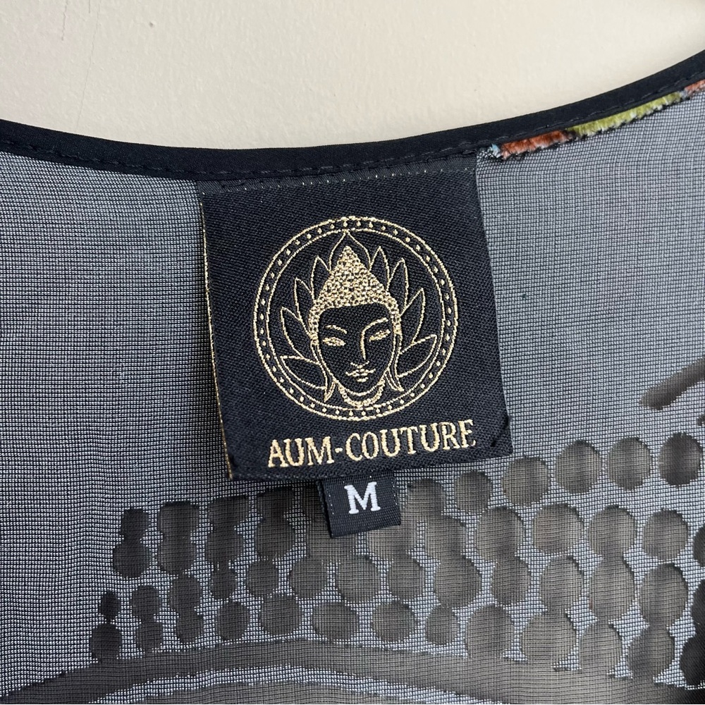 100% silk burnout velvet peacock tunic top - Picture 3 of 13